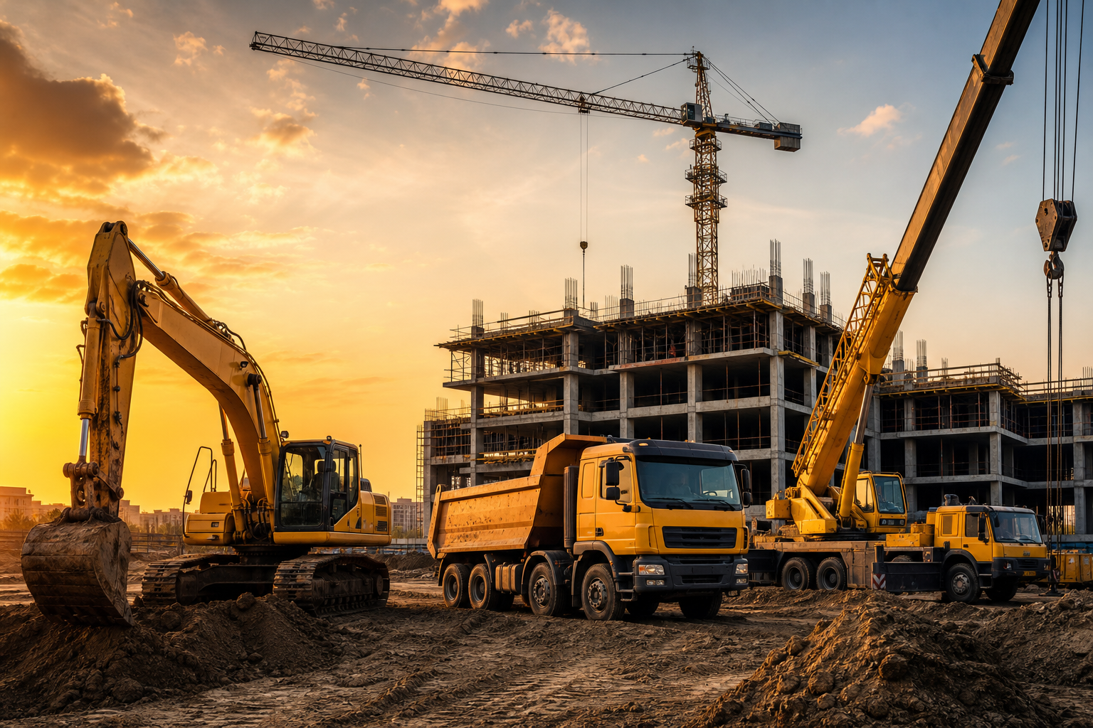 Construction site with heavy machinery